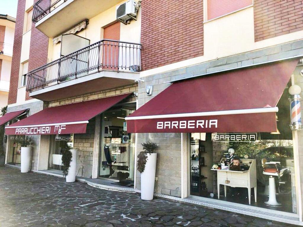 tende da esterno per negozio parrucchieri