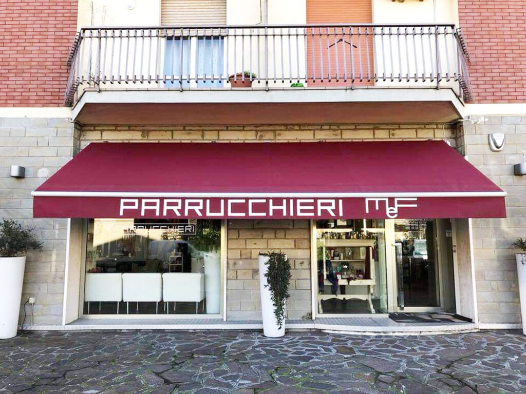 tende da esterno per negozio parrucchieri